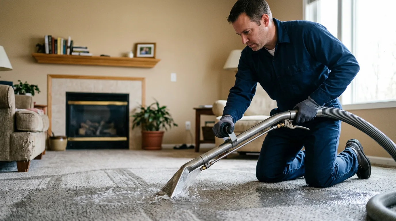 Water damage restoration technician working near Caneadea, NY